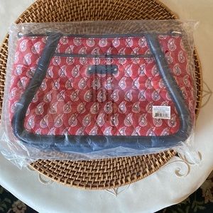 RARE, VINTAGE TRIMMED TRAPEZE CROSSBODY  in Petite Red Bandana Paisley Pattern